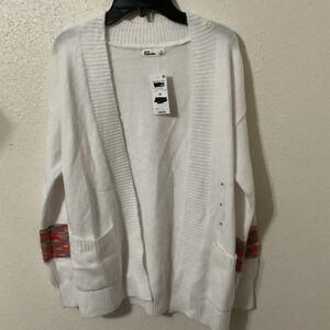 Epic Threads White Aztec Sleeve Band White Big Girls Long Cardigan Size M NWT